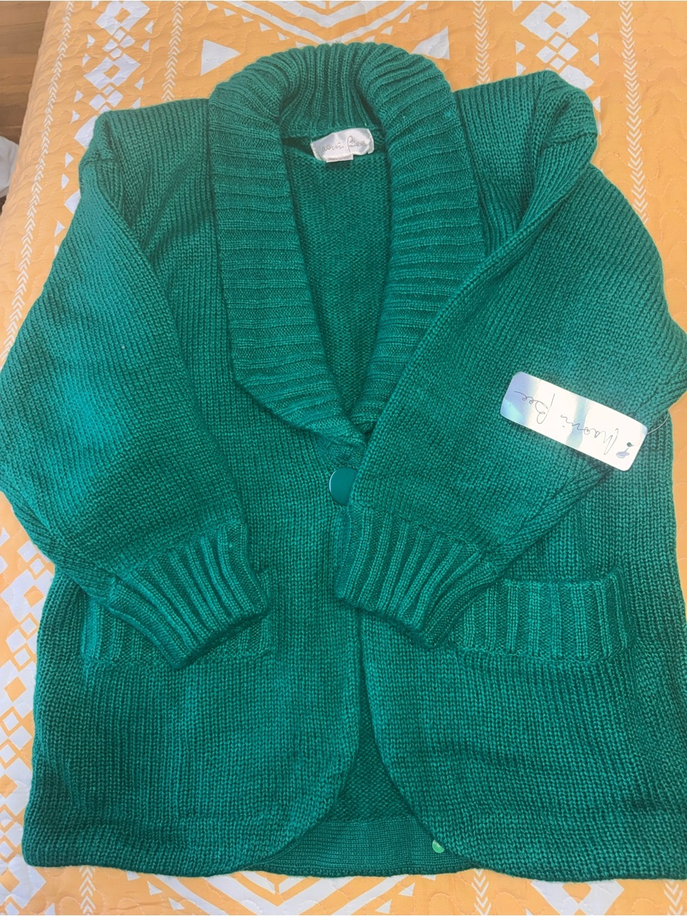 Shawl Collar Cardigan Sweater in Emerald Green